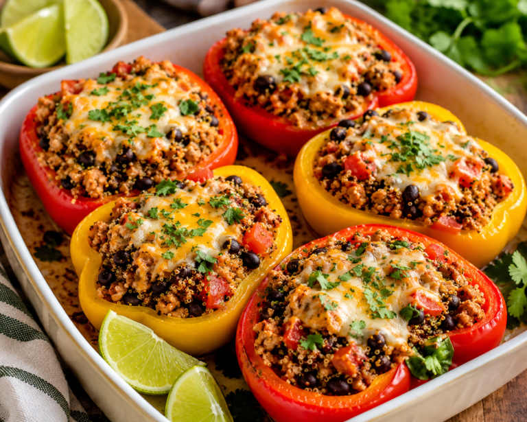Turkey & Black Bean Stuffed Bell Peppers