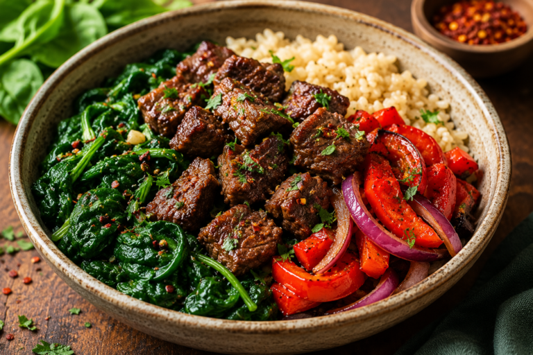 Iron-Rich Beef & Spinach Bowl