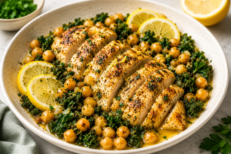 Lemon Herb Chicken with Chickpeas & Kale
