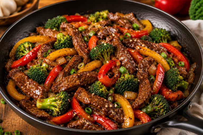 One-Pan Beef & Broccoli with Bell Peppers